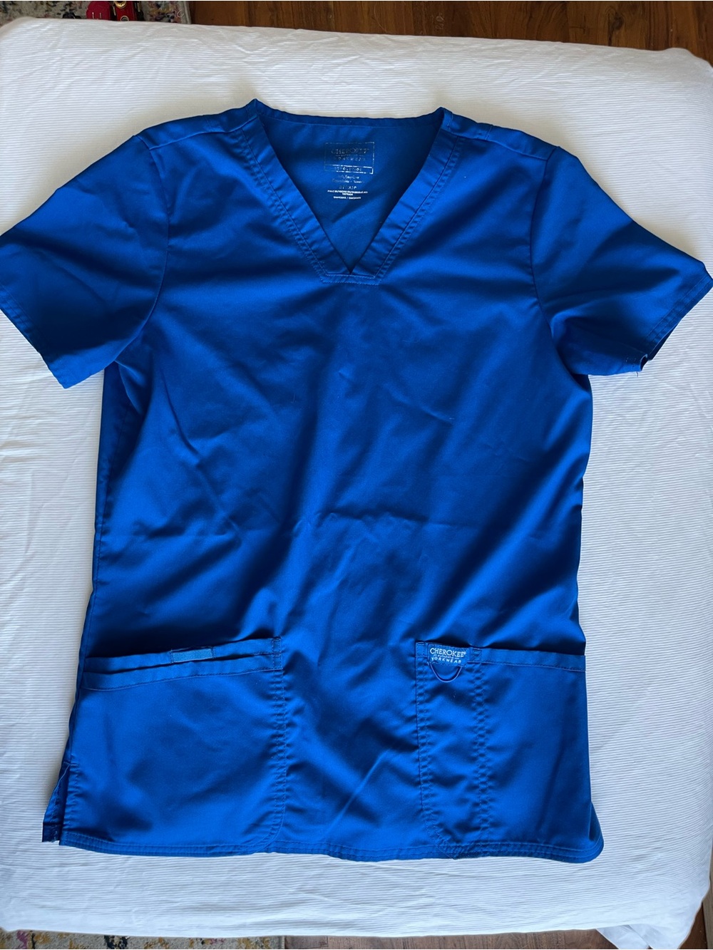 Cherokee Royal Blue V-Neck Long Sleeve Medical Top